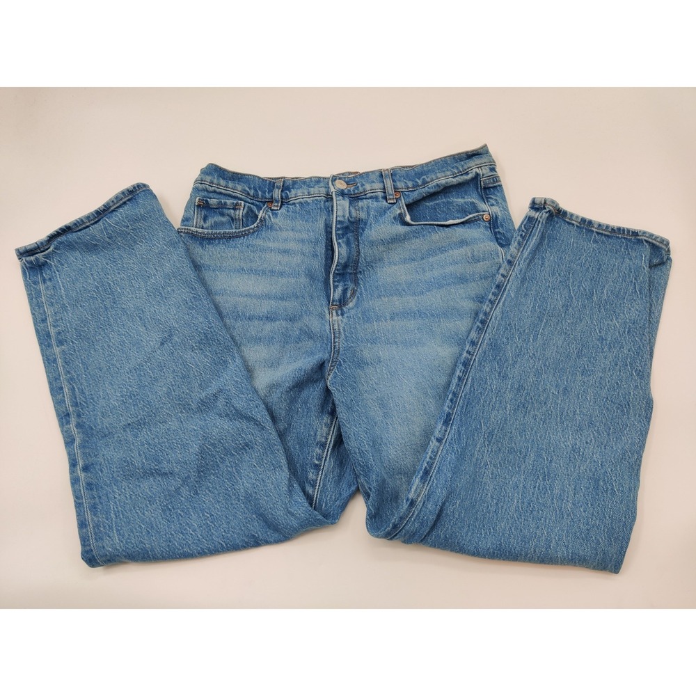 LOFT The Straight High Rise Jeans Womens 31 12 Medium Wash Blue Stretch Denim